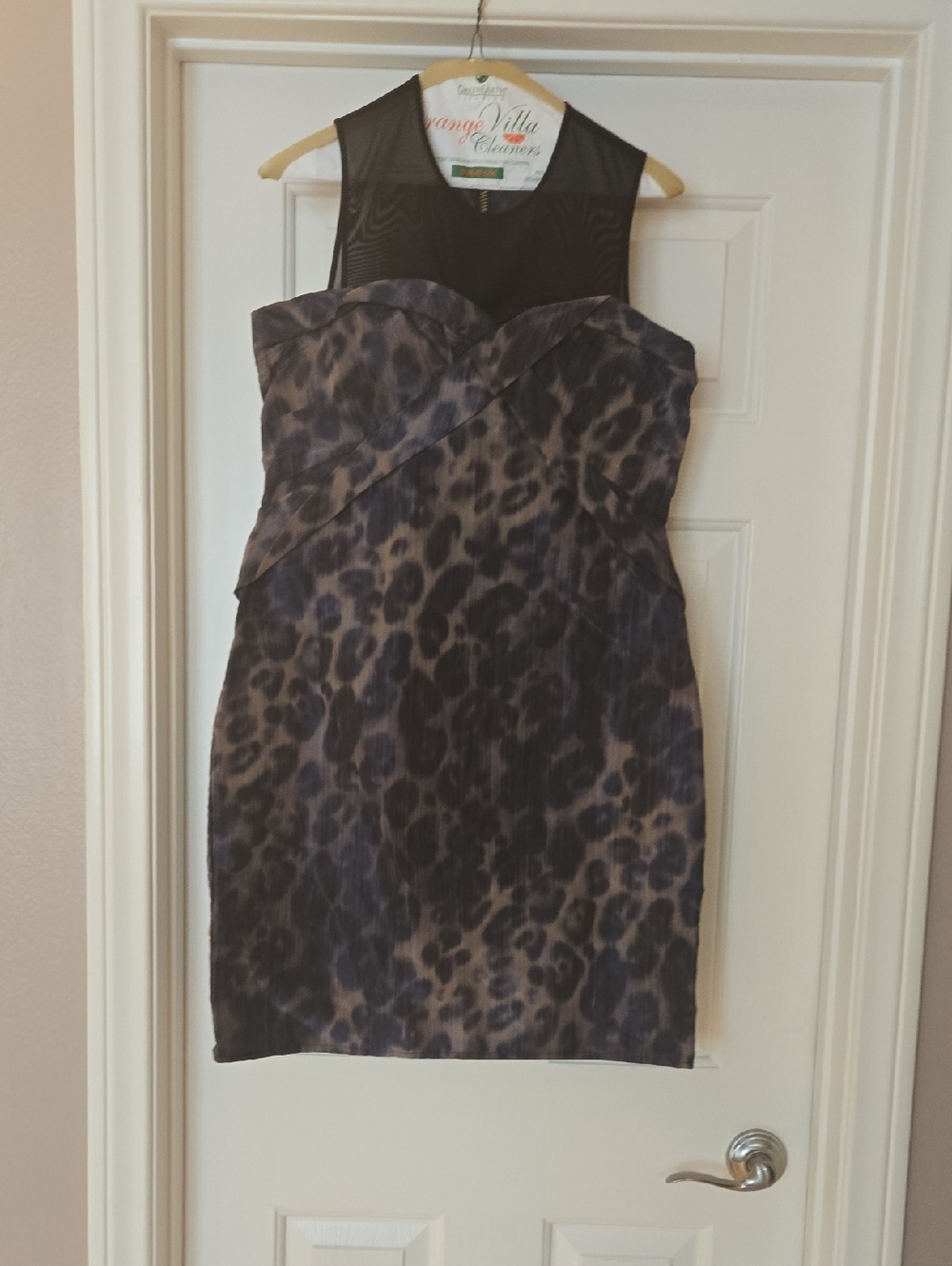 AllSaints Black and Grey Leopard Print Mini Dress